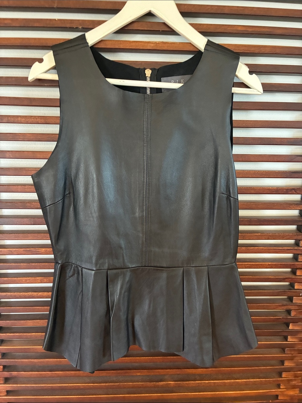 🎉NEW LISTING!🎉PJK Patterson J. Kincaid Black Sleeveless Lamb Leather Peplum Top
